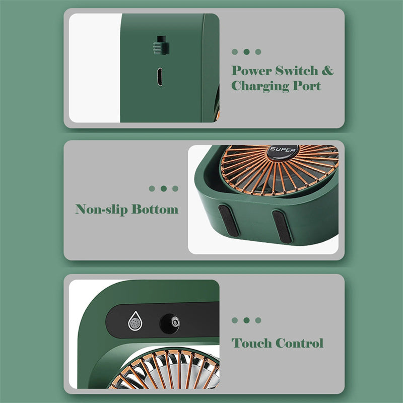 Ventilateur Portable avec Brumisation – Silencieux & Rechargeable
